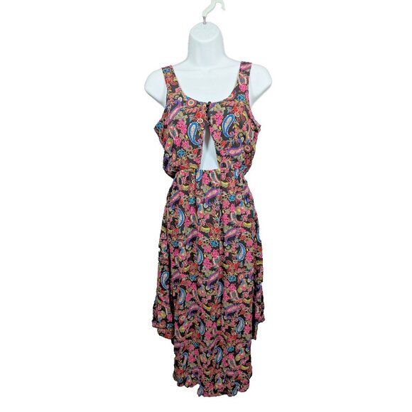 Mudd Summer Dress Womens Size Small Paisley Floral Print Bohemian Midi Y2K - Picture 1 of 12